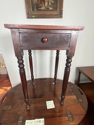 266 - SMALL ANTIQUE ONE DRAWER STAND, SIGNED - VERY NICE!