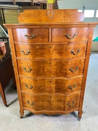 142 - ANTIQUE BIRDSEYE MAPLE IMPORTED  CHEST OF DRAWERS, SUPER NICE! GROUND LEVEL FOR EASY REMOVAL!