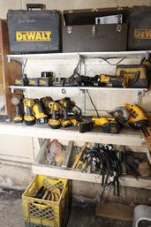 LOT 102 - MASSIVE AMOUNT OF DEWALT TOOLS! THOUSANDS OF DOLLARS WORTH OF TOOLS! EVERYTING TOP TO BOTTOM INCLUD.