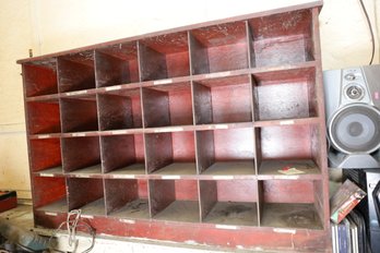 LOT 112 - WOODEN CUBBY SHELVE - SIZE ON POST IT NOTE
