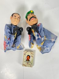 183 - RARE, GEORGE BUSH / SADDAM HUSSEIN BOXING PUPPETS AND WAR CARDS