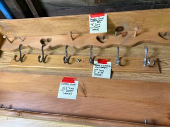 251 - WOODEN SHELVES , COAT HANGERS