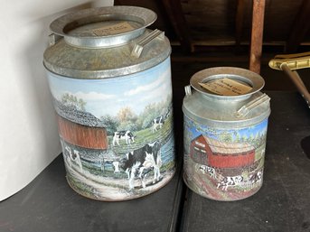 279 - PAINTED CANS W/ FARM SCENE