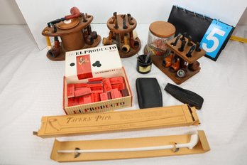 LOT 5 - EXTREMELY NICE COLLECTION OF VINTAGE PIPES / STANDS AND MORE! MUST SEE!
