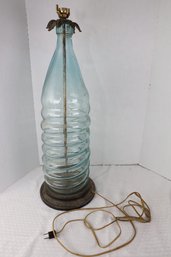 LOT 19 - AMAZING ONE OF KIND LARGE OLD GLASS AND METAL LAMP!  - VERY VERY NICE!