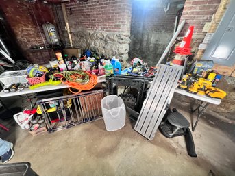 37 - GIANT LOT OF TOOLS AND MORE! EVERYTHING SHOWN EXPECT THE TWO TABLES - VERY NICE LOT! (IN BASEMENT)