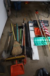 LOT 157 - TOOLS, FLAG, BROOMS AND ALL ITEMS IN THIS LOT