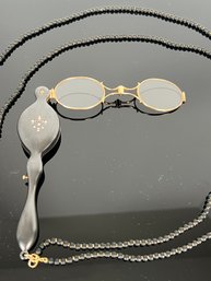 LOT 6 - RARE GOLD ANTIQUE LORGNETTE SPECTACLES!