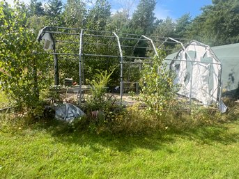 13 - 20' LONG SHELTER LOGIC FRAME, AND ALL CONTENTS IN AND AROUND IT AS SHOWN, BUYER HAS TO DISMANTLE