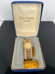 LOT 142 - VINTAGE OLEG CASSINI WATCH IN IT'S CASE