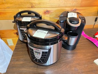 224 - KEURIG AND TWO PRESSURE COOKERS