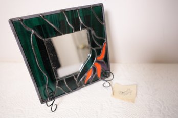 LOT 31 - HANDMADE STAINGLASS MIRROR