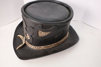 107 - REAL RATTLESNAKE! RIO TOPPER HEAD'N HOME LEATHER HAT