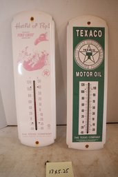 LOT 8 - TWO METAL THERMOMETERS