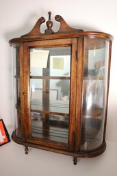 174 - REALLY NICE SMALLER WALL MOUNTED DISPLAY CASE WITH ROUNDED GLASS