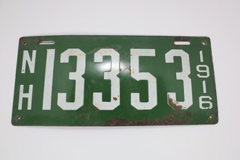 LOT 66 - 1916 NEW HAMPSHIRE PLATE - VERY NICE!