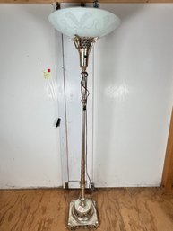 10 - ART NOUVEAU STYLE FLOOR STANDING LAMP, NICE GLASS SHADE, NICE LAMP!