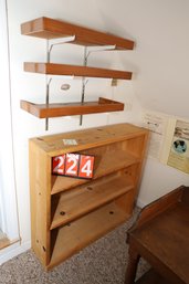 224 - THREE SHELFS AND BOOKCASE - BUYER TO REMOVE