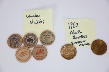 LOT 103 - 1962 ALASKA BOOSTERS SOUVENOR MONEY AND WOODEN NICKELS