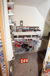 244 - ROOM FULL OF PAINT AND PAINT BOOTH BOX