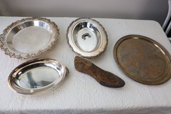 LOT 167 - SILVER PLATE AND ANTIQUE SHOE FORM