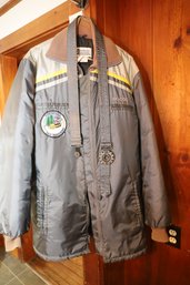 LOT 120 - VINTAGE / RETRO BOMBARDIER SKI-DOO JACKET AND BELTWITH LOCAL PATCH