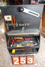 253 - VINTAGE CLEANING CASE FULL OF ITEMS SHOWN