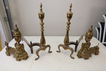 LOT 172 - ANTIQUE HIGH END ANDIRONS AND SURROUNDS