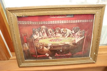 LOT 134 - DOGS PLAYING POKER, PAPER PRINT