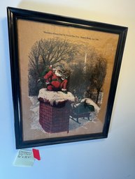 98 - CHRISTMAS WALL ART IN FRAME, SANTA