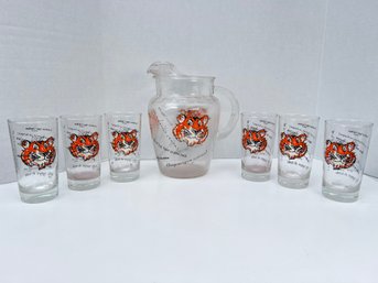 9 - EARLY AND SO COOL! EXXON 'TIGER IN YOUR TANK' GLASSES AND PITCHER!