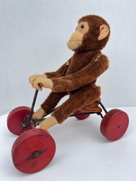 10 - EARLY STEIFF ROLLING JOCKO MONKEY, NO TAG, RARE!