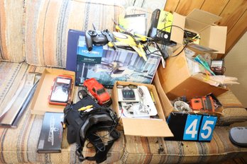 45 - HUGE LOT OF DRONES / RC TRUCKS / PARTS  HARDWARE  GOOGLES AND SO MUCH MORE!