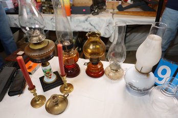 97 - OIL LAMPS AND ITEMS SHOWN