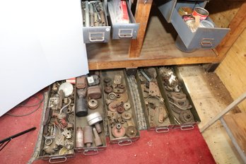 LOT 312 - ALL ITEMS SHOWN - METAL DRAWERS AND THIER CONTENTS - VERY HEAVY!