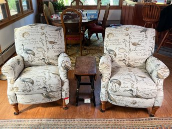 208 - TWO RECLINERS AND SMALL DROP LEAF TABLE