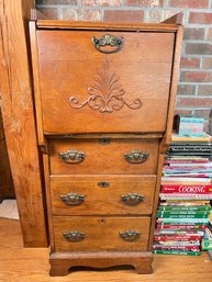 215 - MINI SECRETARY, ANTIQUE, HARD TO FIND ONE LIKE THIS, SEE POST IT NOTE FOR MORE INFO