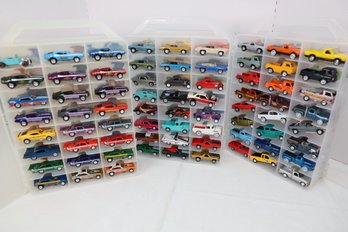 LOT 218 - HUGE LOT OF JOHNNY LIGHTNING CARS IN THREE DOUBLE SIDED CONTAINERS (AROUND 144)