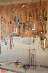 LOT 377 - ALL TOOLS ALONG WALL AND ITEMS ON GROUND IN FRONT