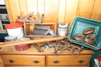 190 - ANTIQUES / TOOLS AND MORE (DRESSER NOT INCLUDED)