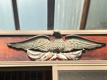 254 - AMERICANA DECOR, METAL EAGLE, REAL NICE! BUYER TO BRING STEP LEDDER AND REMOVE