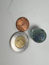 278 - MARBLE AND COINS