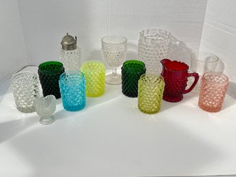 187 - VINTAGE COLLECTION OF VERY NICE HOBNAIL GLASS - GREAT COLORS!