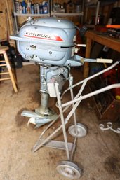 250 - VINTAGE EVINRUDE BOAT MOTOR AND STAND - LOOKS GREAT