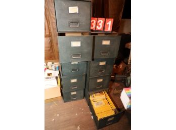 LOT 331 - VINTAGE FILE DRAWERS (THICK CARDBOARD) AND CONTENTS IN THEM AS SHOWN