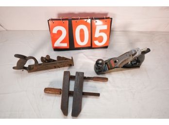 LOT 205 - VINTAGE WOOD WORKING TOOLS