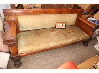 LOT 282 - VERY EARLY FANCY WOOD SOFA