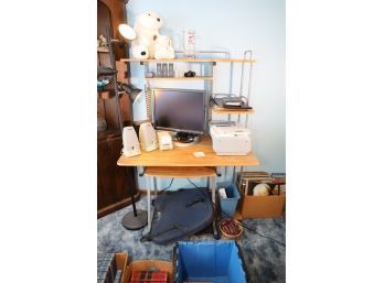 DESK - BEARS - MONITOR - SPEAKERS AND OTHER ITEMS SHOWN