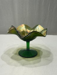 Fenton CARNIVAL GLASS Green Candy Dish