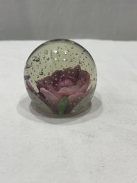 PINK ROSE CONTROLED BUBBLE PAPER WEIGHT